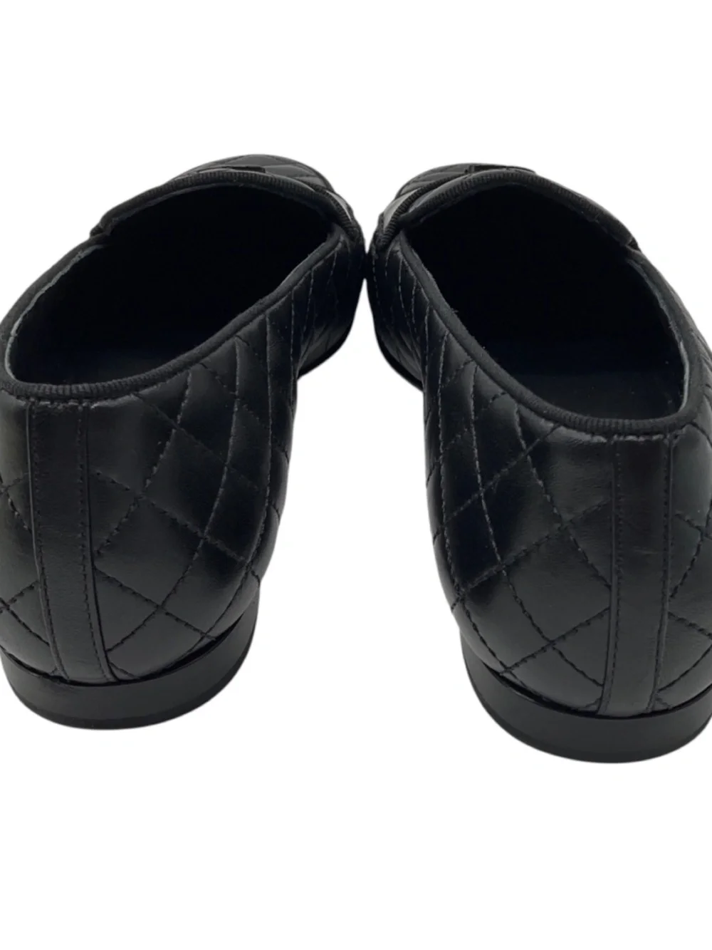 CHANEL BLACK 2018 CC LOGO QUILTED MATELASSE LAMBSKIN LEATHER LOAFERS / FLATS